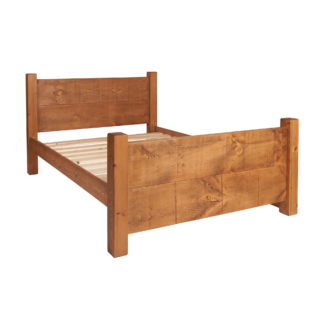 Pine and Oak Rustic Plank 3Ft Solid Panel Bed