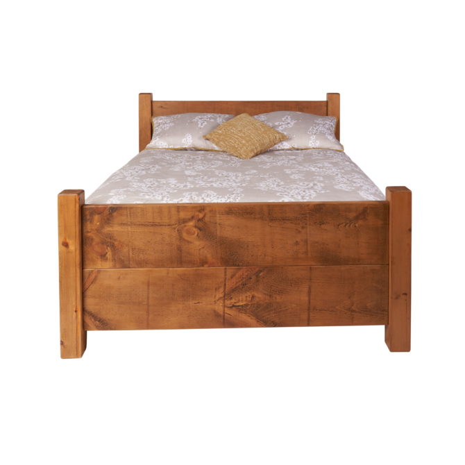 Rustic Plank 4'6" Solid Panel Bed 