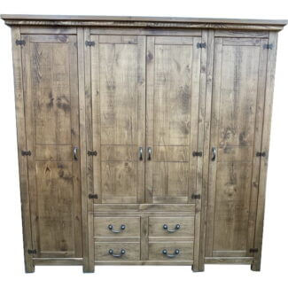 Rustic Plank Quad, 4 Door, 4 Drawer Wardrobe
