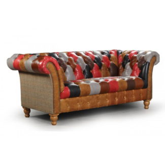 Presbury Leather Patchwork 2 Seat Sofa 
