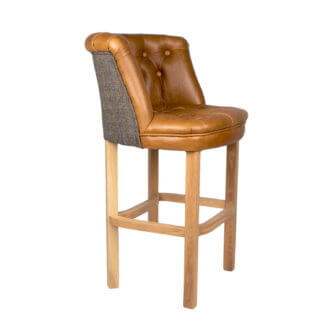 Parker Bar Stool - Brown Leather with Uist Night