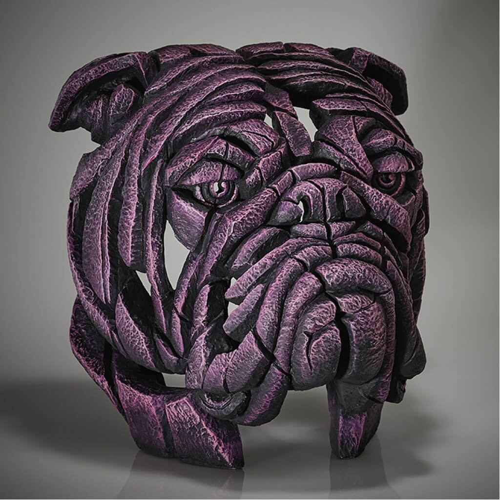 Edge Sculpture Bulldog Bust Pink Gin Pine and Oak
