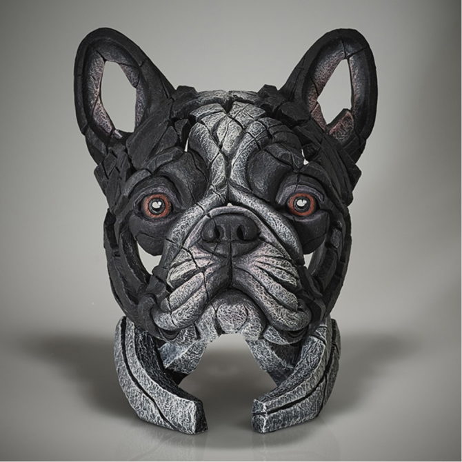 Pine and Oak French Bulldog Bust - Pied