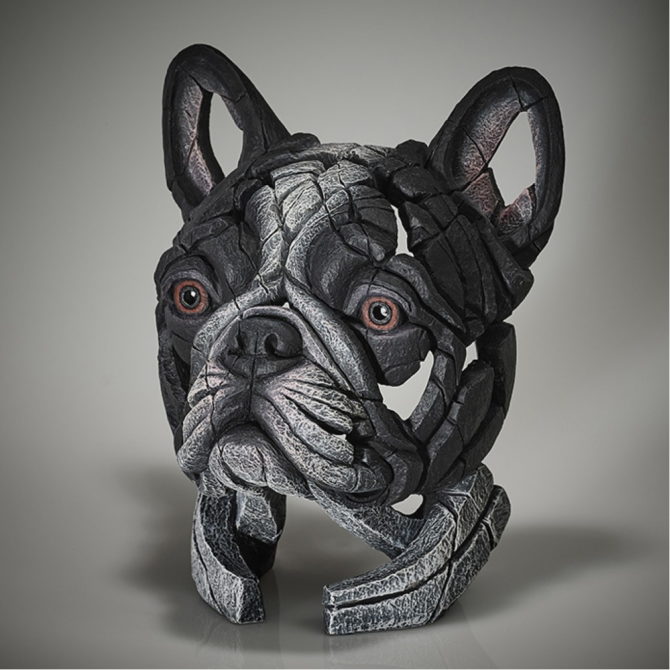 Pine and Oak French Bulldog Bust - Pied