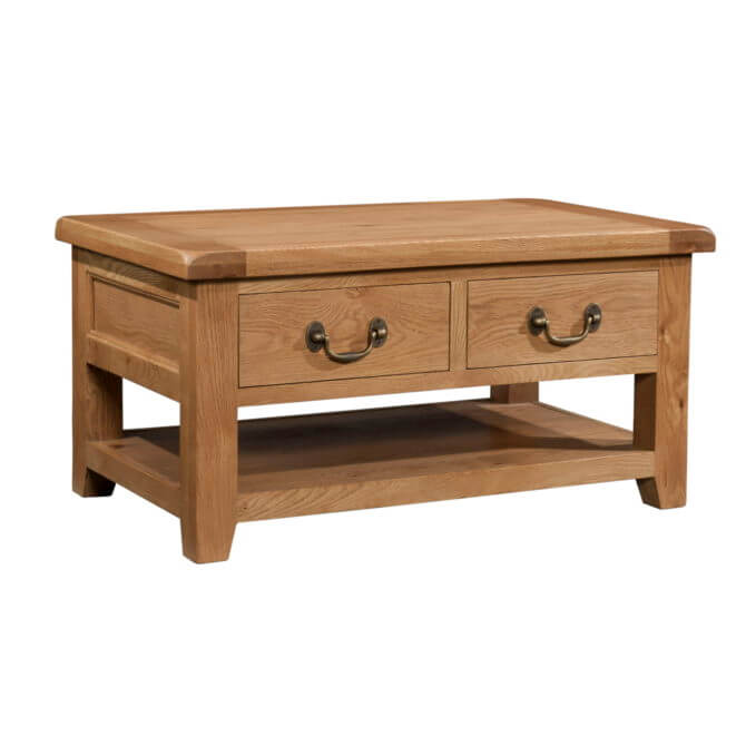 Pine and Oak Somerset Oak 2 Drawer Coffee Table