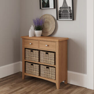 Elvedon Oak 2 Drawer 4 Basket Cabinet