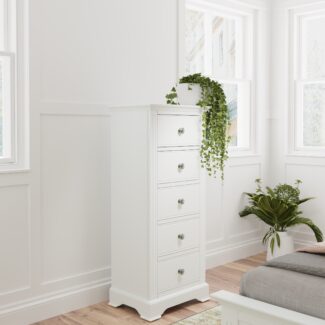 Chatsworth White 5 Drawer Narrow Chest
