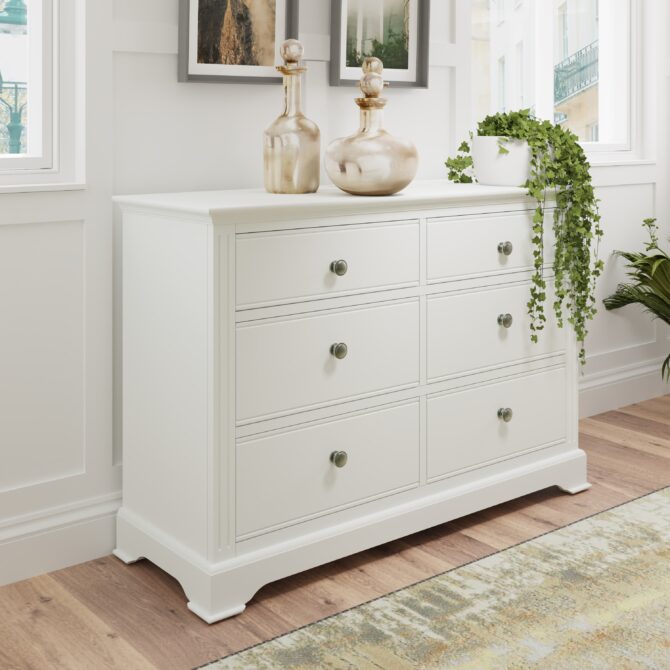 Chatsworth White 6 Drawer Chest | Pine and Oak