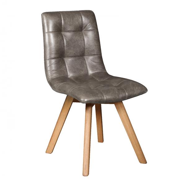 Atlanta Cerato Grey Leather Chair Pine and Oak