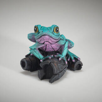Edge Sculpture African Tree Frog Aqua Pink