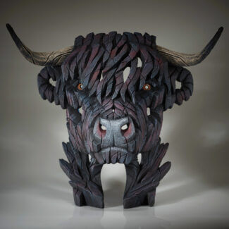 Edge Sculpture Highland Cow Bust - Black