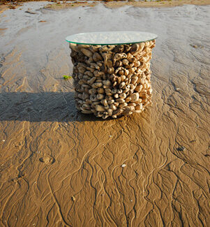 Driftwood Drum Lamp/Side Table