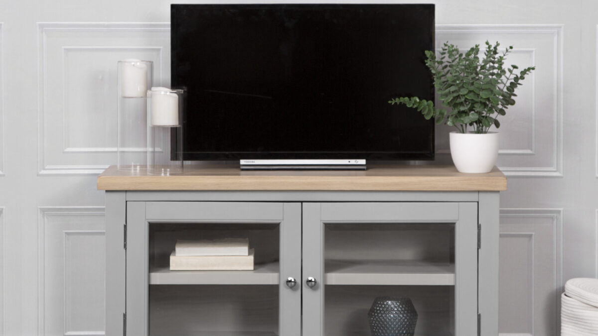 Bromley Grey Wide TV Stand Tall Storage, Tv Stand,, 43 OFF