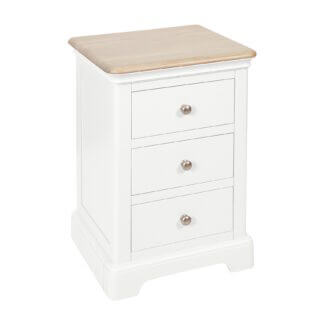 Glaze White 3 Drawer Bedside