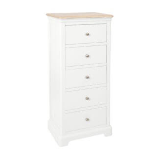 Glaze White 5 Drawer Wellington